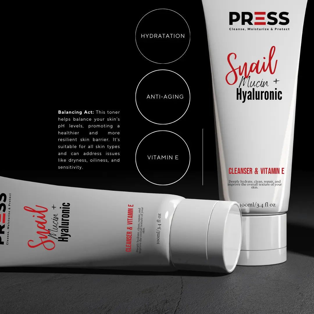 Snail + Hyaluronic  + Vitamin E Cleanser Press Skin Care