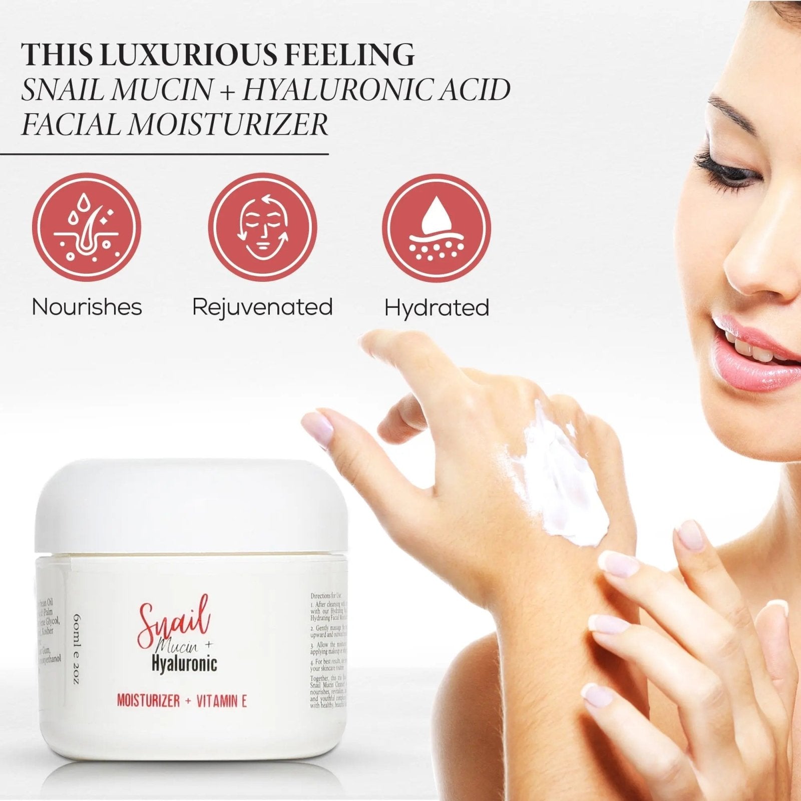 Snail mucin + Hyaluronic + Vitamin E Moisturizer Press Skin Care